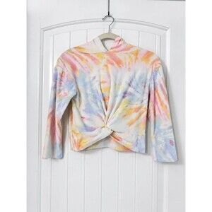 Love Squared Girls Size 10 Pastel Tie Dye Hoodie Twist Front Long Sleeve Top